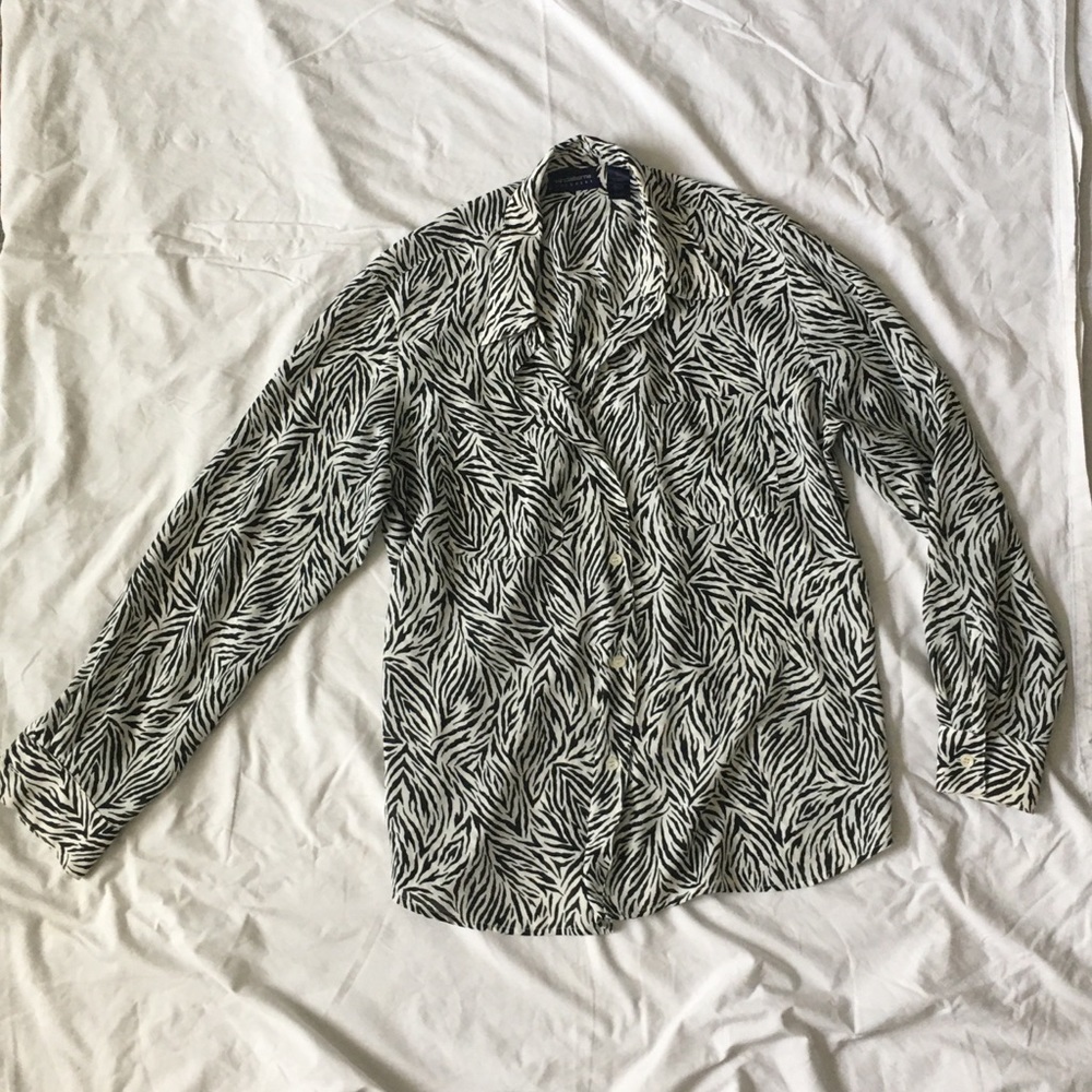 Liz Claiborne Liz Sport Zebra Print Blouse Size Large